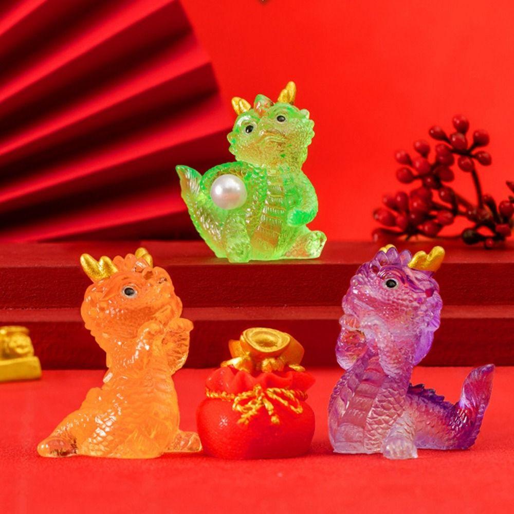 Small Transparent Resin Dragon Ornaments Chinese Zodiac Auspicious Dragons Children