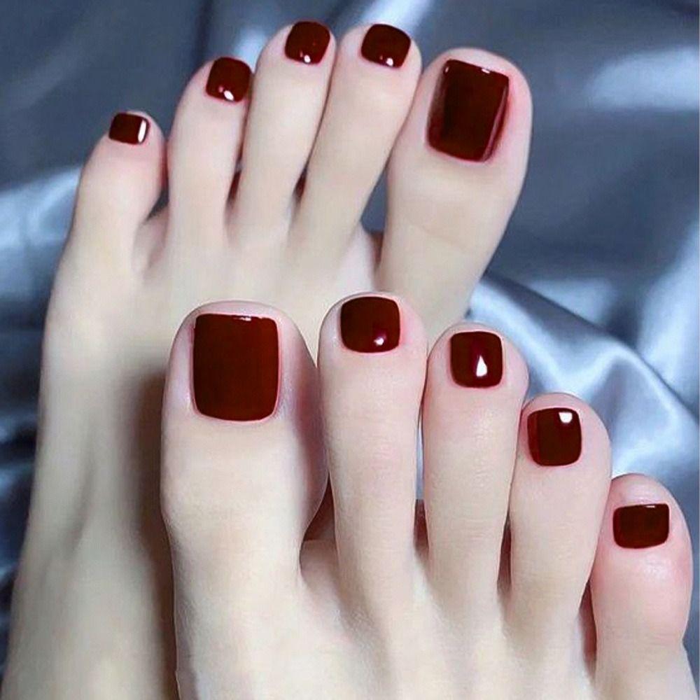 96/144/288 Pcs Artificial Fake Toenail Short Square Foot Nail Art Tips  Foot Extension