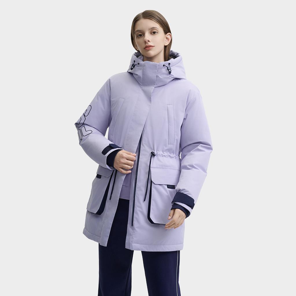 Fila Original Comfortable Mid-Length Hooded Down Jacket Women Outerwear Light-Purple F11W449909FPR