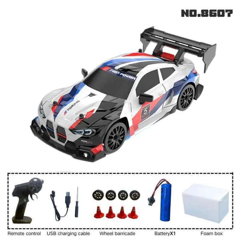 1:24 RC drift vehicle, Mustang 4WD cars, racing car with remote control, gift, competition racing car, children's toy