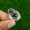 Black Rutile Stone 925 Sterling Silver Birthday Flower Statement Ring Jewelry