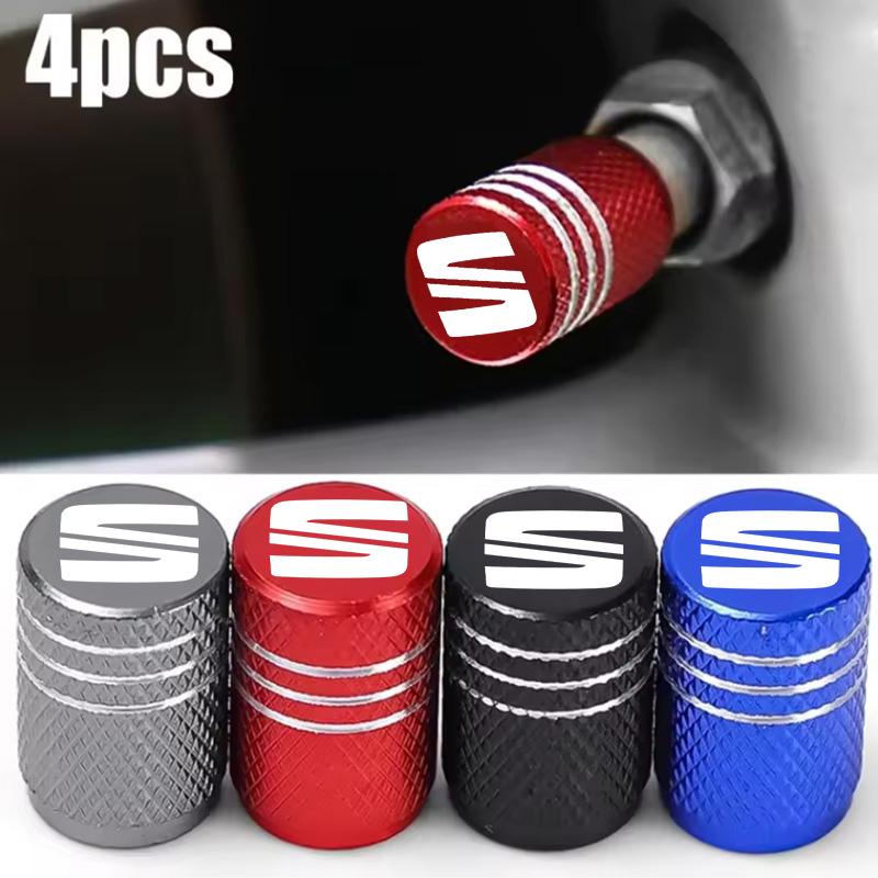 Car Tire Valve Stems Cap Knurling Style Tire Valve Cap For Seat Leon 5f Ibiza 6l 6j Leon 1p Cushion Altea Xl Leon Mk Accessories