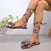 Fashion 2025 Summer Roman Open Toe Women's Sandals Fashion Dress Butterfly-knot New Plus Size Light Lace-up Best Seller Flat Sandals