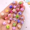50Pcs Resin 8mm Colorful Splash Ink Painting Rose Nail Art Flat Back Flower Stone Scrapbook Wedding Applique DIY