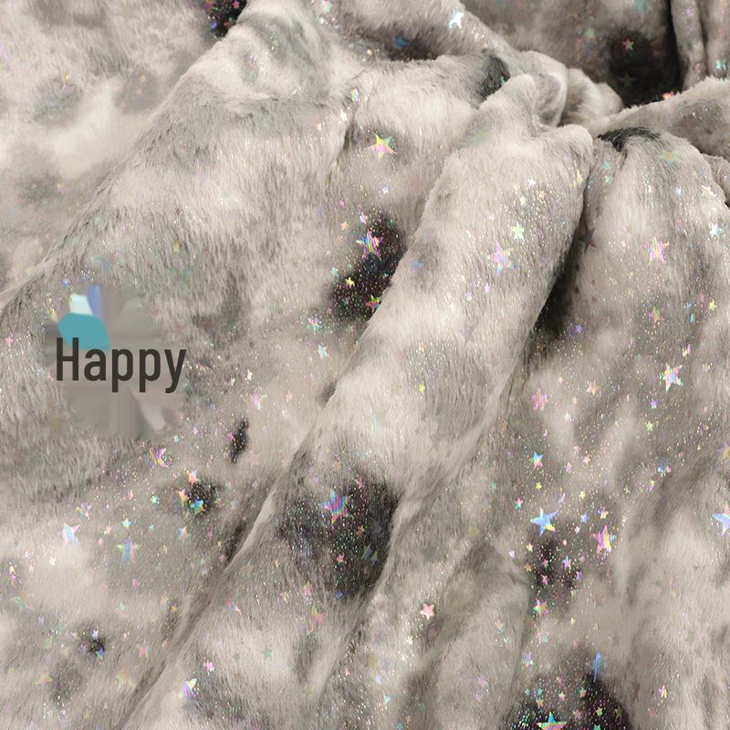 Разноцветная плюшевая ткань с узором в виде звезд из кроличьего меха для домашнего текстиля, одежды, подушек, обуви и шляп