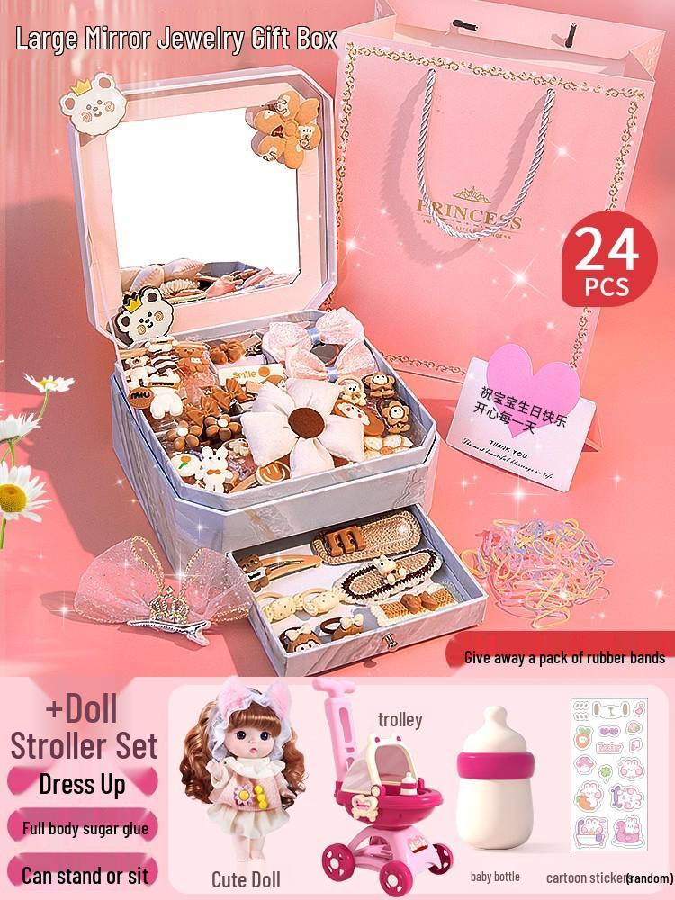 Коляска для куклы принцессы Эльзы и игровой набор для переодевания для девочек 3-4 лет