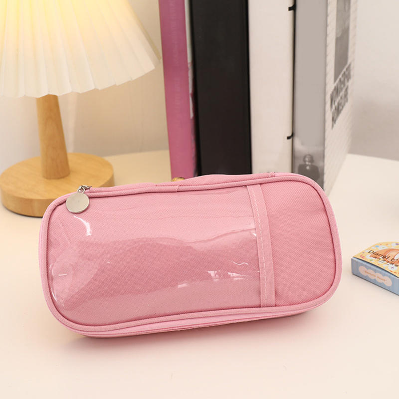 Японская кремовая сумка для карандашей, большая вместительная сумка, простая женская/мальчиковая пенал, холщовая сумка для карандашей, канцелярская сумка