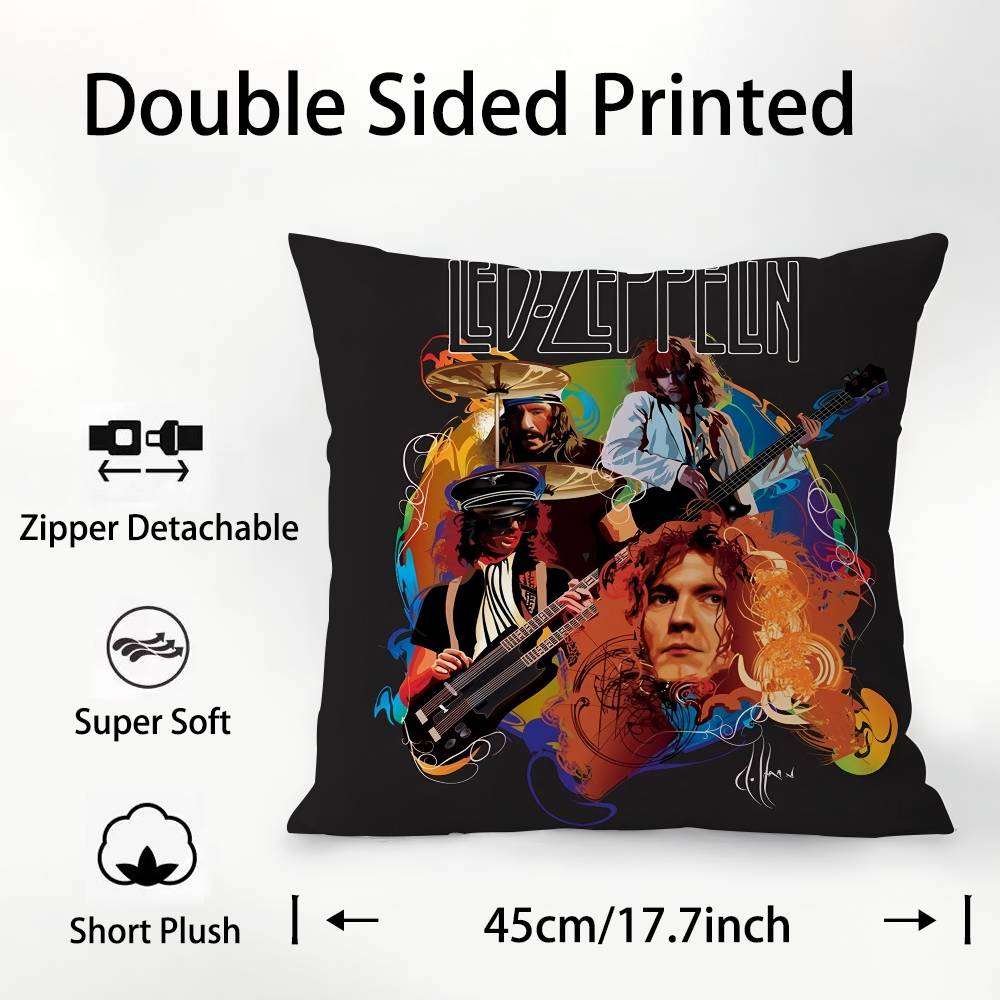 Подушка с принтом группы Led Zeppelin, квадратная, двусторонняя, чехол для подушки, для дивана, домашнего декора, спальни, подарок