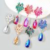 Exaggerated Teardrop Flower Earrings: Alloy with Full Diamond and Acrylic, European & American Style