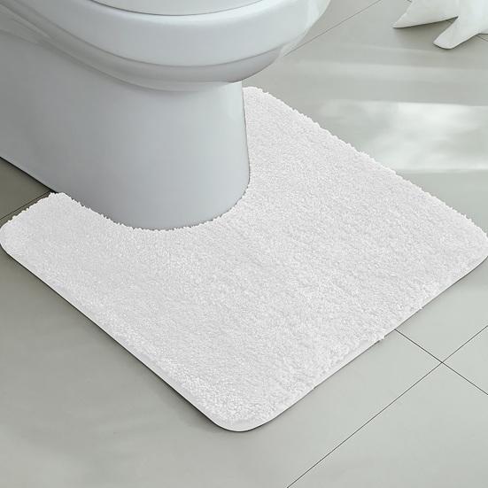 Absorbent Toilet Rug U Shaped Plush Floor Mat Machine Washable Non Slip Contour Bathroom Rug Dry Quickly for Toilet