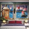 Christmas Pop Hanging Window View Printing Home Decor Tapestry Christmas Gift Bedroom Wall Decor Polyester Backdrop Fabric