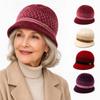 Thickened Fleece Knitted Hat Bow Basin Cap Fashion Winter Hat  Middle-Aged Women