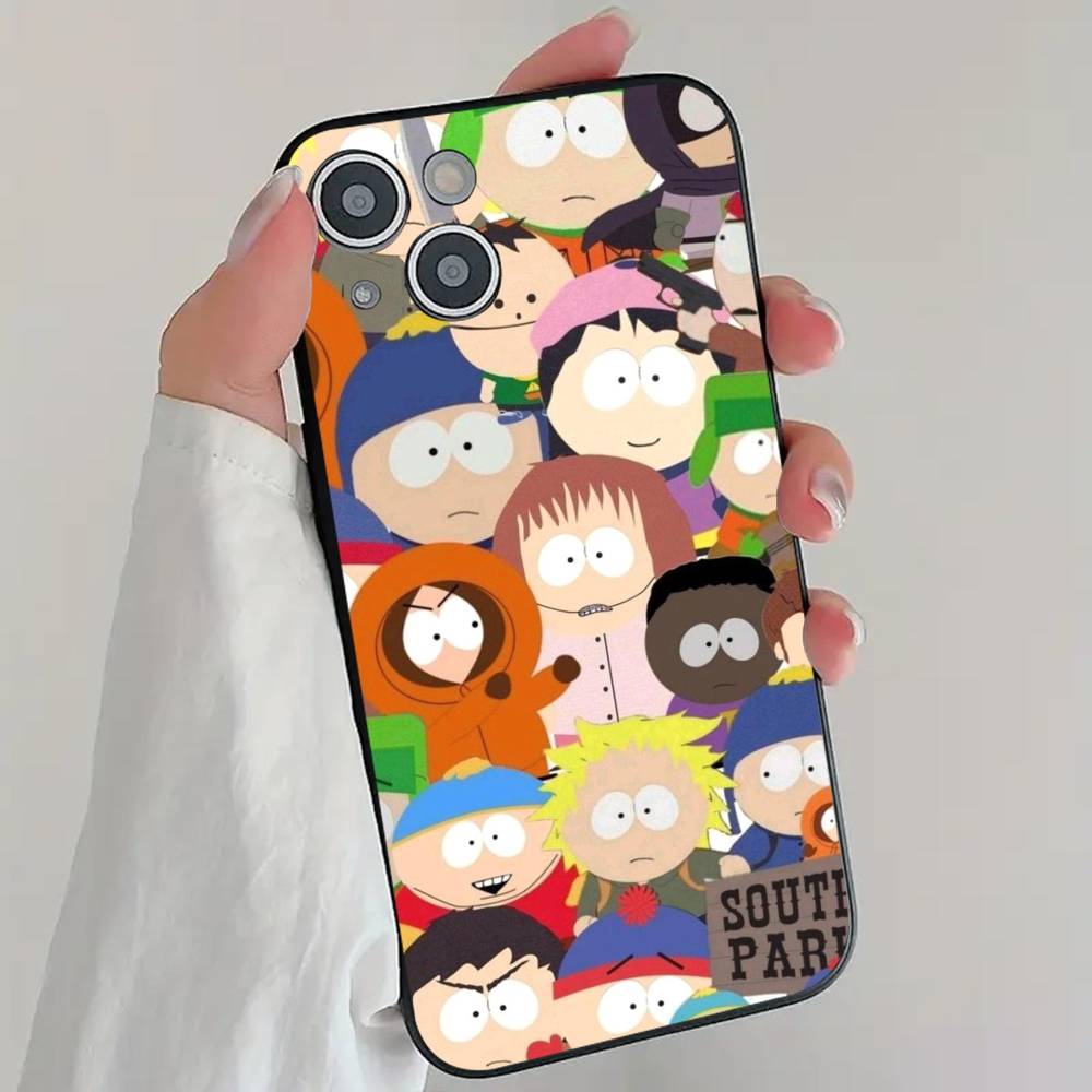 Anime S-South P-Park Phone Case Cool Black Silicone Soft For IPhone 16 15 14 13 12 11 X XR Plus Pro Max Plus