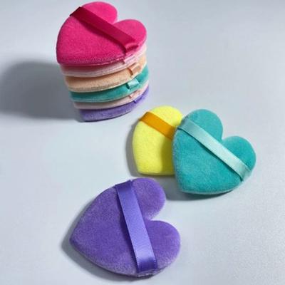 5 шт. Моющиеся секционные наперстки в форме сердца/круга, многоразовые, смешанные цвета, губка, косметическая пуховка, бархат, для влажного и сухого использования