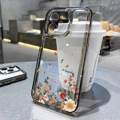 Модный чехол для телефона с цветами для iPhone 16 15 11 12 14 13 Pro Max Mini SE2 7 8 Plus Ударопрочный прозрачный силиконовый чехол Fundas