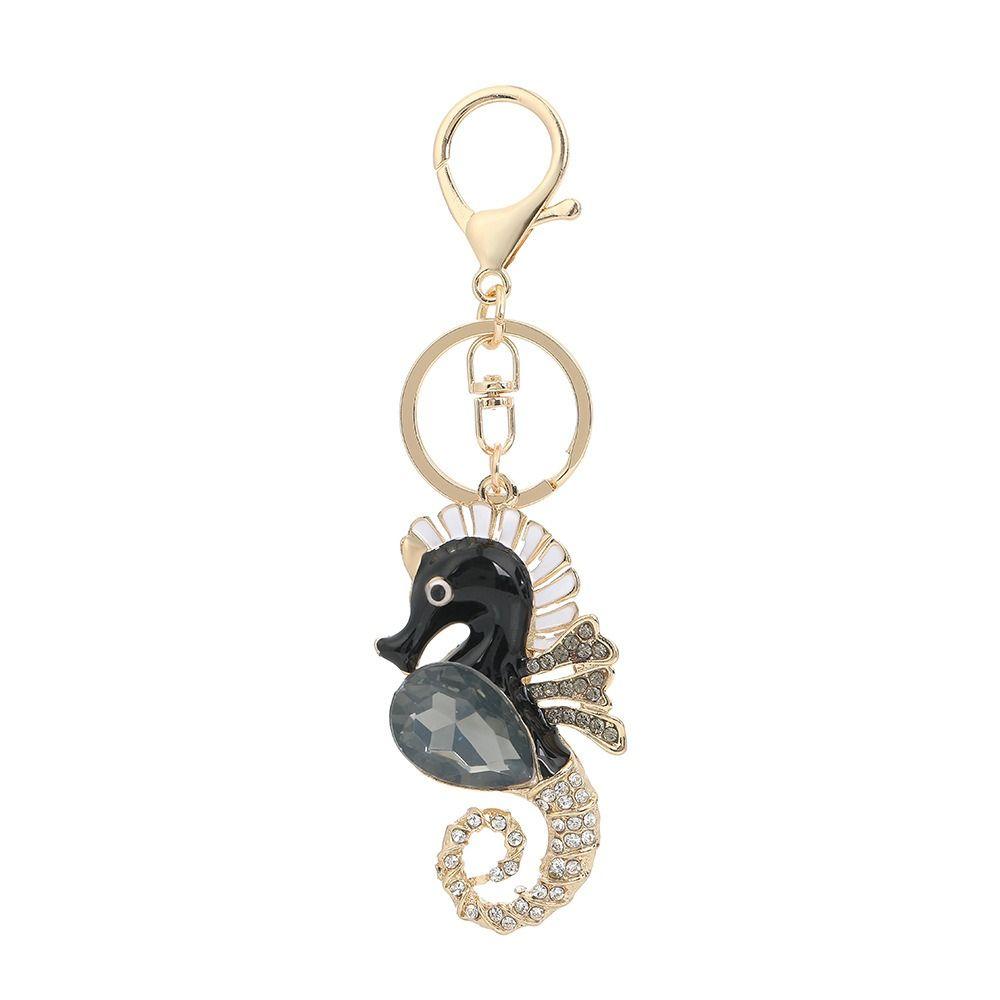Super Flash Car Key Ring Rhinestone Bag Pendant Fashion Ocean Seahorse Keychain For Women Bag