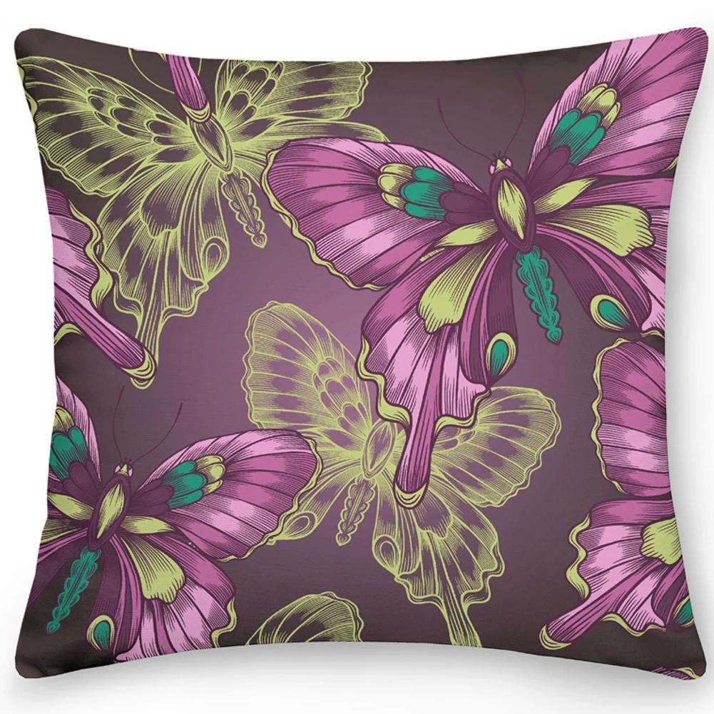 Pillow Office Sofa  Butterfly Print Double Sided  Cover Square Cushion