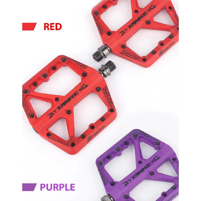 TANKE Bike Pedals Non-Slip Nylon MTB/Road Bicycle Pedals Bearing Cycling Footrest Black/Red/Gray/Orange