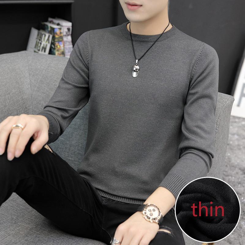 Мужской свитер с круглым вырезом, осень-зима, большой размер, свободный, сохраняющий тепло, свитер с длинными рукавами, вязаный свитер с черной нитью