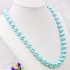 10mm Round Light Blue Pearl Shell Necklace Women Girls Hand Made Jewelry Making Design for Accessory Gifts For Mother