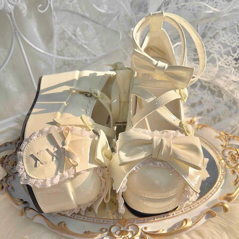 Сладкие девушки Лолита Милые туфли на платформе с кроличьими ушками Милый бантик Туфли-монахи Алиса на плоской подошве Туфли-Мэри Джейн на танкетке