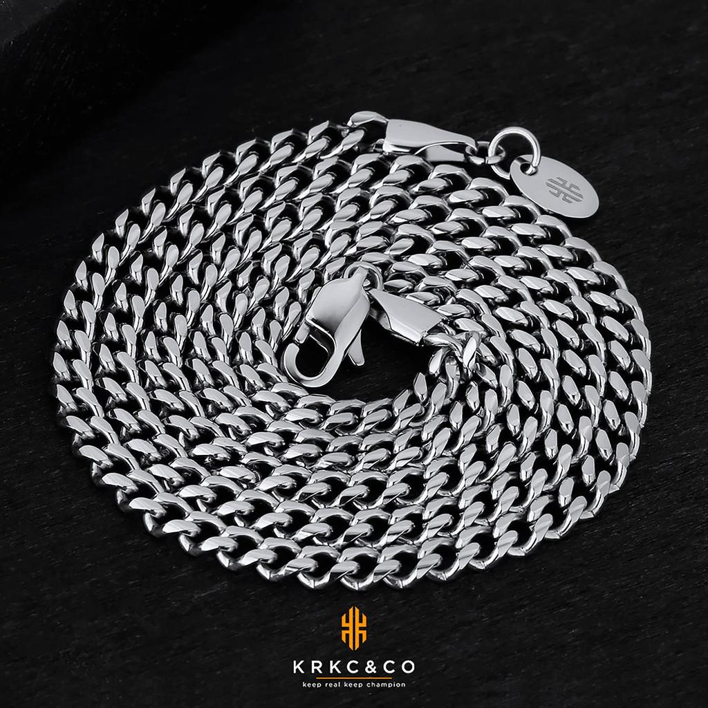 Necklace 4mm Width K18 Gold 316L Stainless Hip Unisex KRKC&CO Chain, Popular, Kihei, Chain, Plated/Silver, Steel, Hop, Rapper, Men's Accessories,