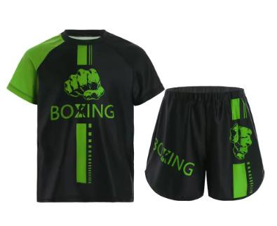 Children's Muay Thai Boxing Sandwear Fashion Printed Boxer Short Sleeve T-Shirt Shorts Gym Surfing Short Sleeve Head