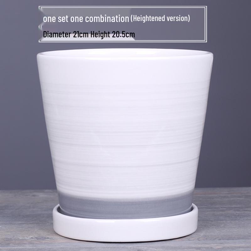 2025 Большой керамический цветочный горшок с поддоном для балкона и гостиной - Орхидея и Суккуленты в стиле альбома