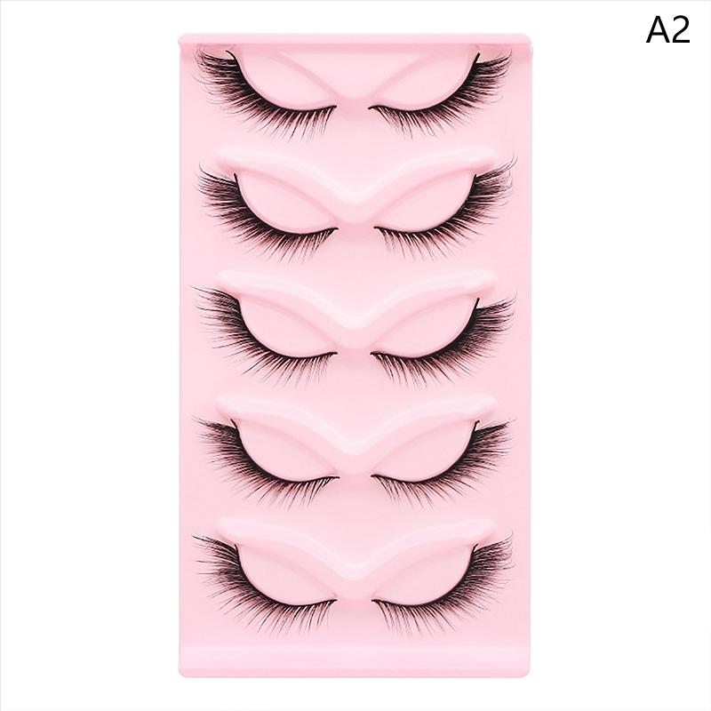 5Pairs Cat Eye 3D Mink Lashes Natural Eyelashes Winged End Eye Elongated False Eyelashes Lashes Extension