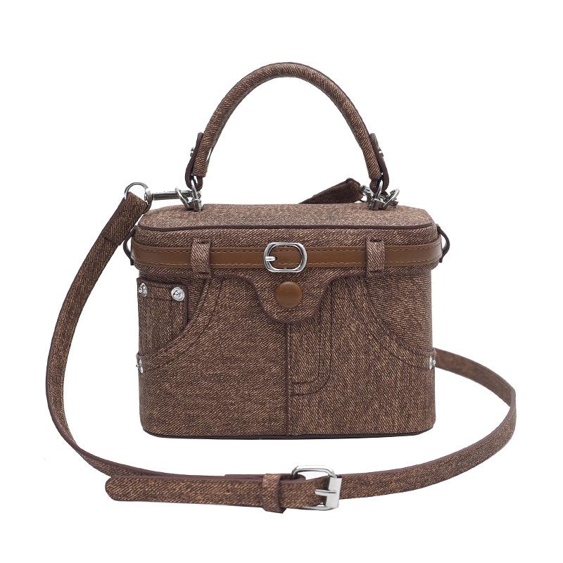 Трендовая корейская версия модной сумки-коробки с джинсовой текстурой, персонализированная универсальная нишевая дизайнерская сумка-мессенджер для женщины