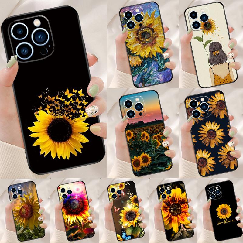 Красивый желтый чехол-подсолнух для iPhone 17 Pro Max 17 Air 16E 13 12 Mini 14 15 Plus 11 16 Pro Max Задняя крышка