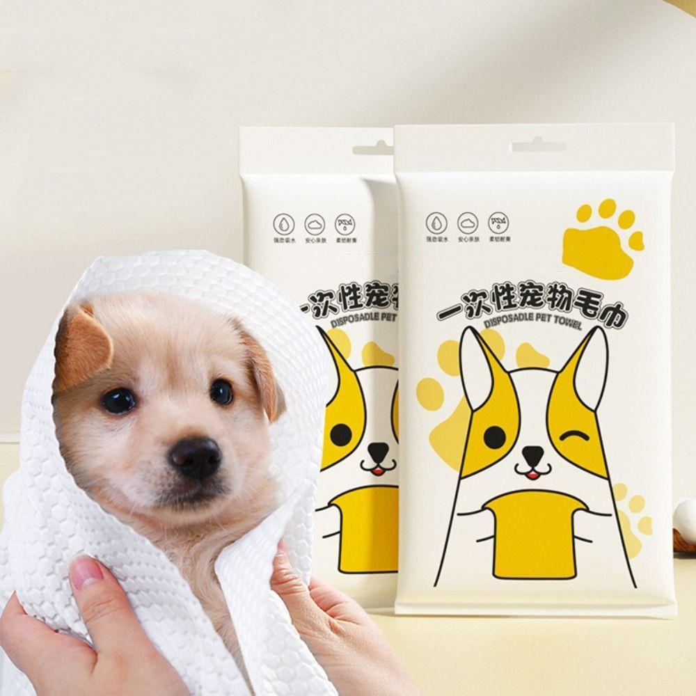 10Pcs/Bag Thickened Pet Absorbent Towel Non-woven Fabric Pet Bath Towel  Grooming