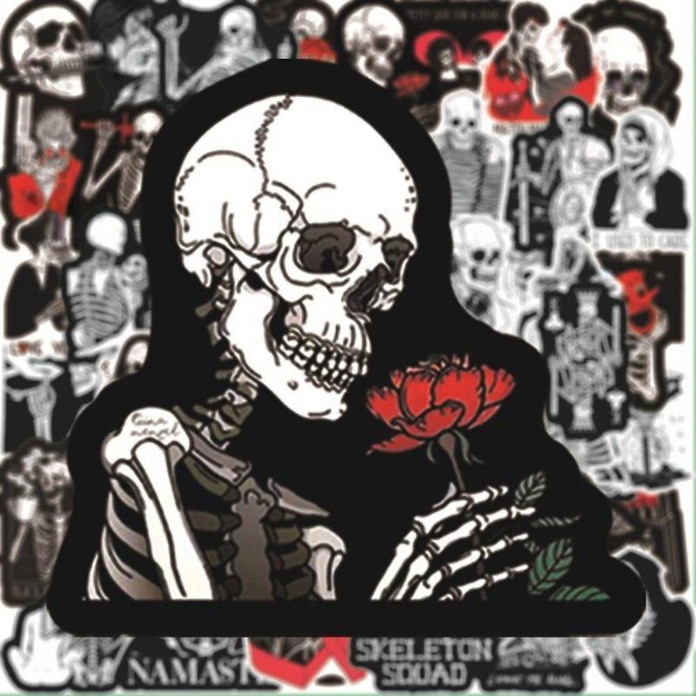 50/25 шт. красные и черные наклейки с призрачным лицом, забавные наклейки ужасов, наклейки для гитары, скейтборда, Хэллоуина