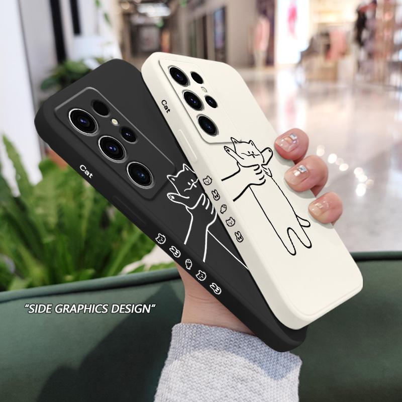 Fidgeting Cat Phone Case For Samsung Galaxy S25 S24 S23 S22 S21 S20 Ultra FE S10 S10E Plus Note 20 Ultra Silicone Cover