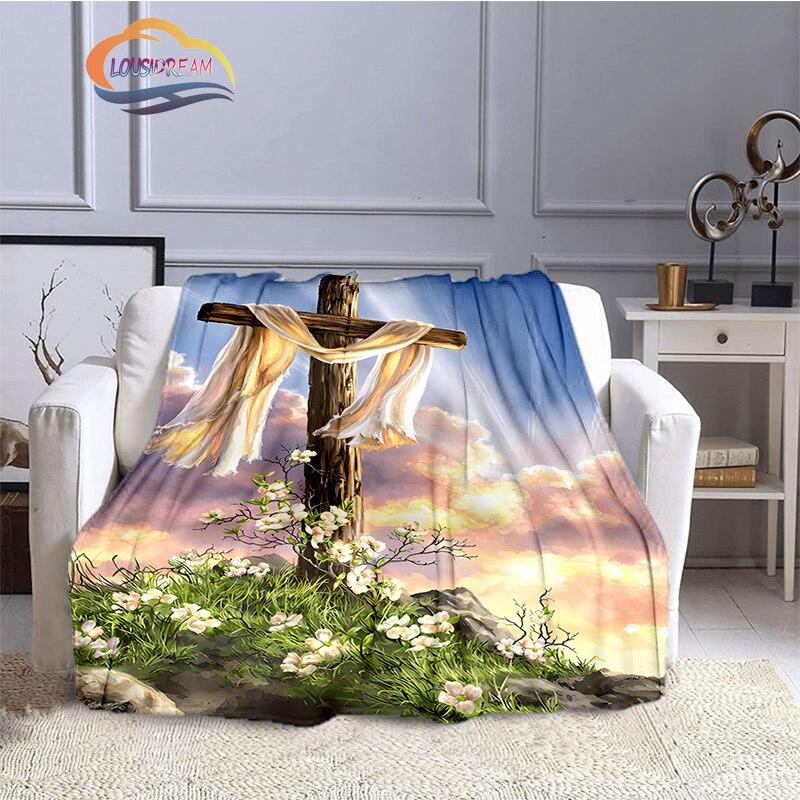 Одеяло с изображением Иисуса Христа, фланелевое теплое мягкое плюшевое одеяло для дивана-кровати, одеяло из серии «Дева Мария и Иисус», религиозное верование