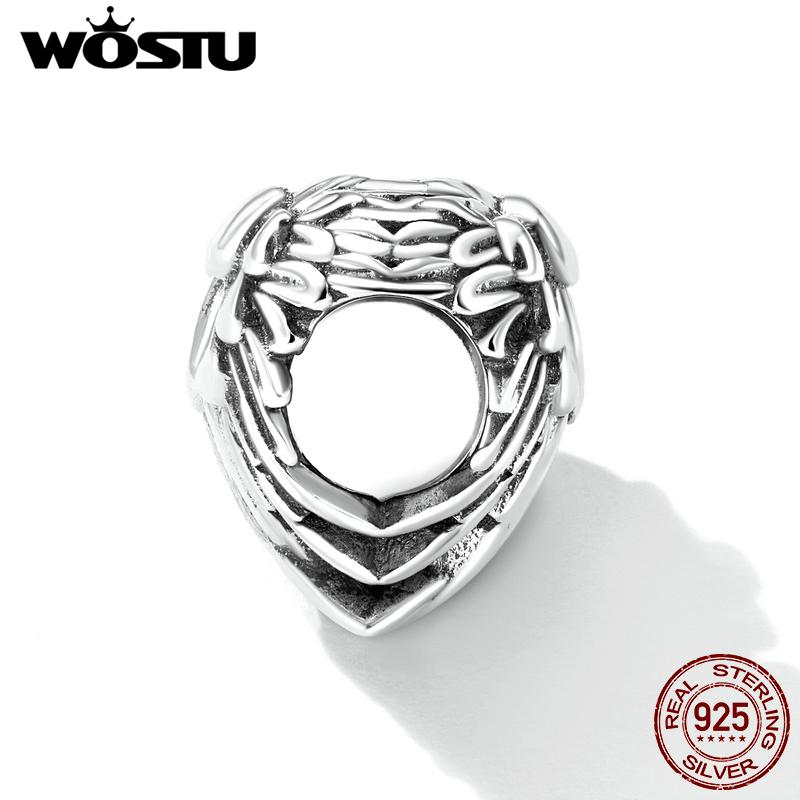 WOSTU Стерлингового серебра 925 пробы, подвеска в форме сердца и крыльев, подвеска из бисера, женский браслет, оригинальный DIY браслет, ювелирное изделие на День Благодарения, подарок