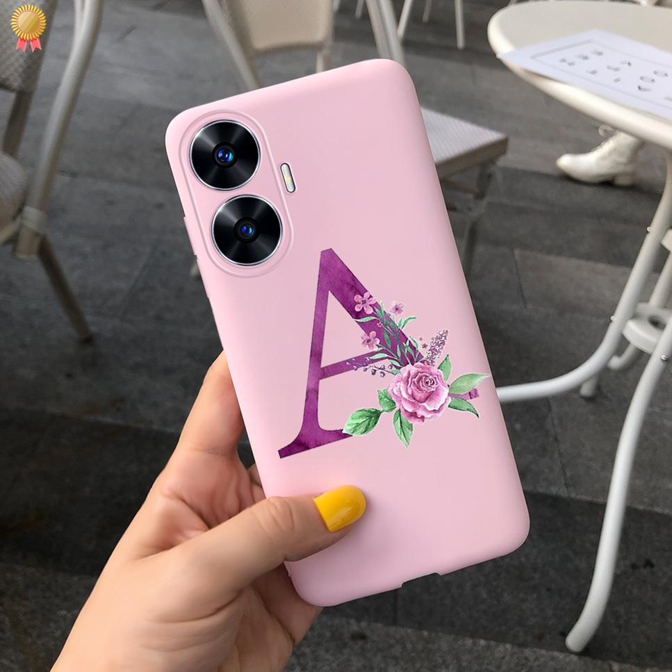 Для Realme C55 C 55 6.72'' Чехол Нежные Милые Буквы 3D Корона Цветы Матовый Ударопрочный Мягкий ТПУ Силиконовый Чехол для Телефона Задняя Крышка