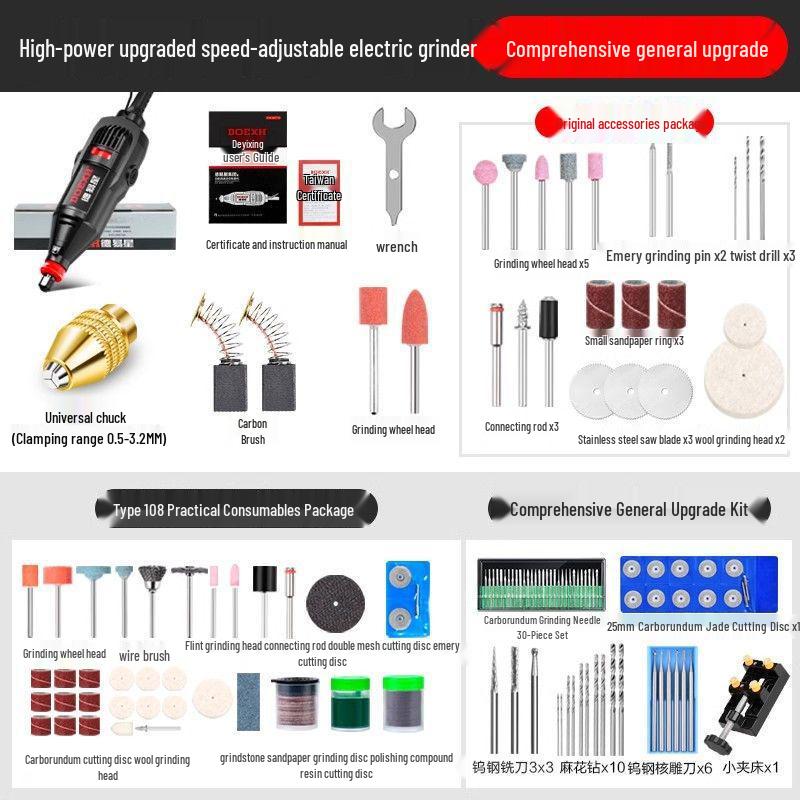 Мощная электрическая ручная шлифовальная машина и полировальная машина: Инструмент для удаления ржавчины, зачистки заусенцев, гравировки и полировки