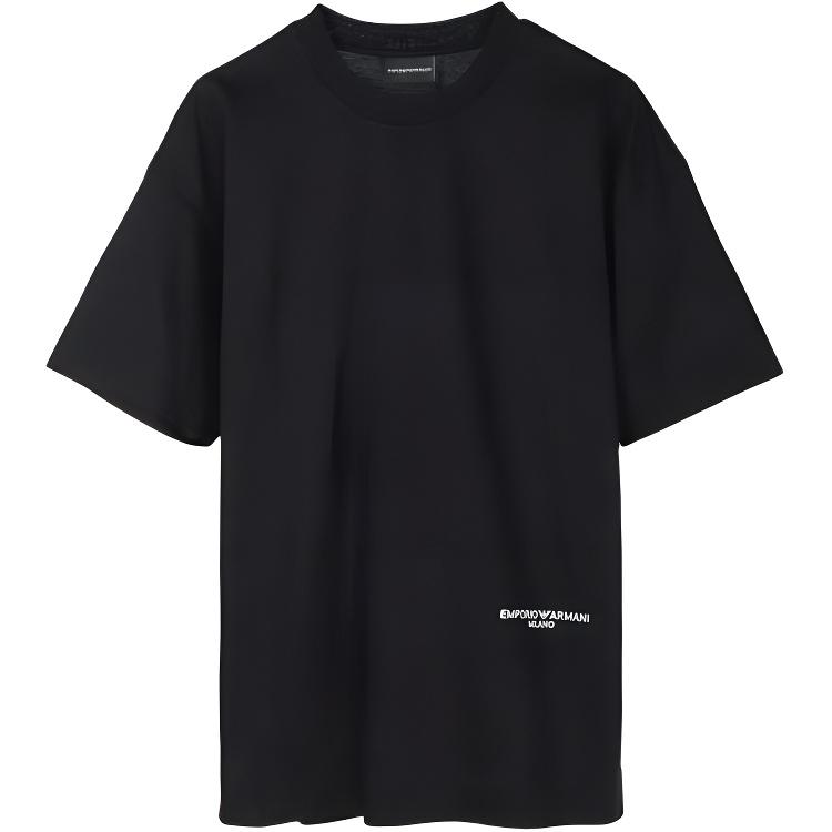 Emporio Armani Мужская футболка с коротким рукавом, однотонная, с принтом букв, круглый вырез, черная 3R1TU7_1JSAZ_0999