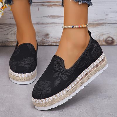 Осенние принтованные кроссовки на платформе женские слипоны на толстой подошве дышащие осенние туфли женские круглые нескользящие мокасины размер 43