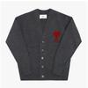 Ami Big Heart Logo Intarsia V Neck Cardigan Model  Ukc367 018 084