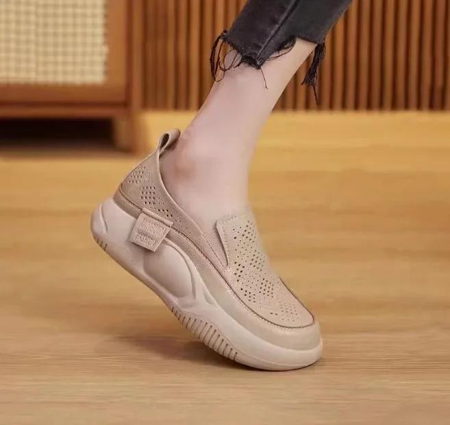 Женская обувь, летние новые женские туфли на плоской подошве, удобные, с мягкой подошвой, женские, повседневные, без застежек, на толстой подошве, 2024