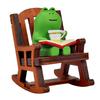 Frog Drinking Coffee Ornament Creative Funny Frog Reading Sculpture Miniature Frog Read Book Figurines for Shelf Desk Decoration