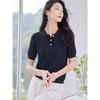 Women's Knit Lapel Short-Sleeve T-Shirt