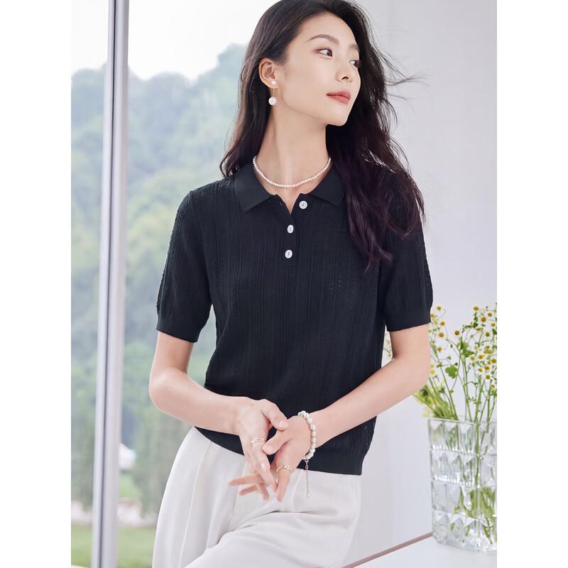 Women's Knit Lapel Short-Sleeve T-Shirt
