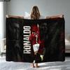 CR7 Print Flannel Blanket High Quality Warm Comfortable Cover for All Seasons Perfect for Gifts Home Decor