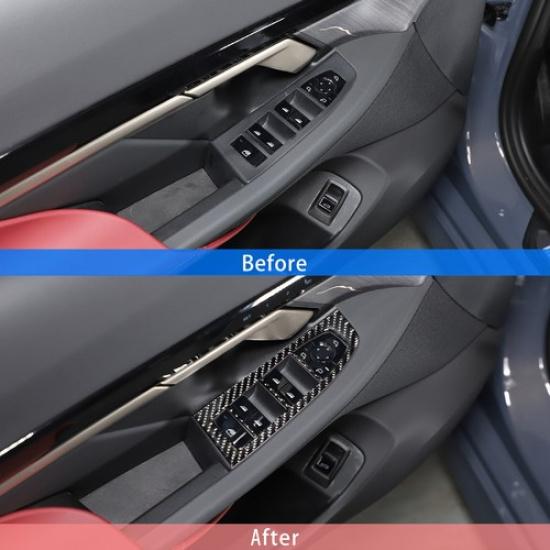 Soft Carbon Fiber Window Lift Switch Trim Sticker For BMW 5 Series G60 i5 2024+