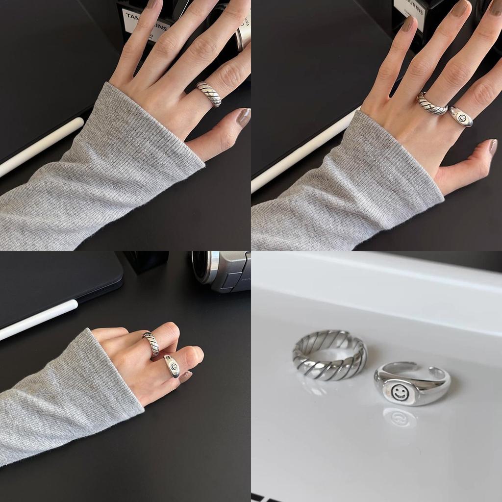 Геометрическое Открытое Уникальное Кольцо с Игривым Смайликом для Модных Женщин