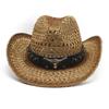 Окрашенная ковбойская шляпа Маран Полая соломенная шляпа Уличная праздничная шляпа от солнца Взбитая шляпа от солнца