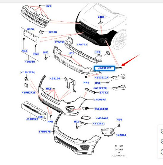 LR061235/LR061230: Front Lower Fog Light Trim for 2015 Land Rover Discovery Sport.